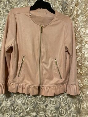 Blush Pink Ruffle Hem Jacket